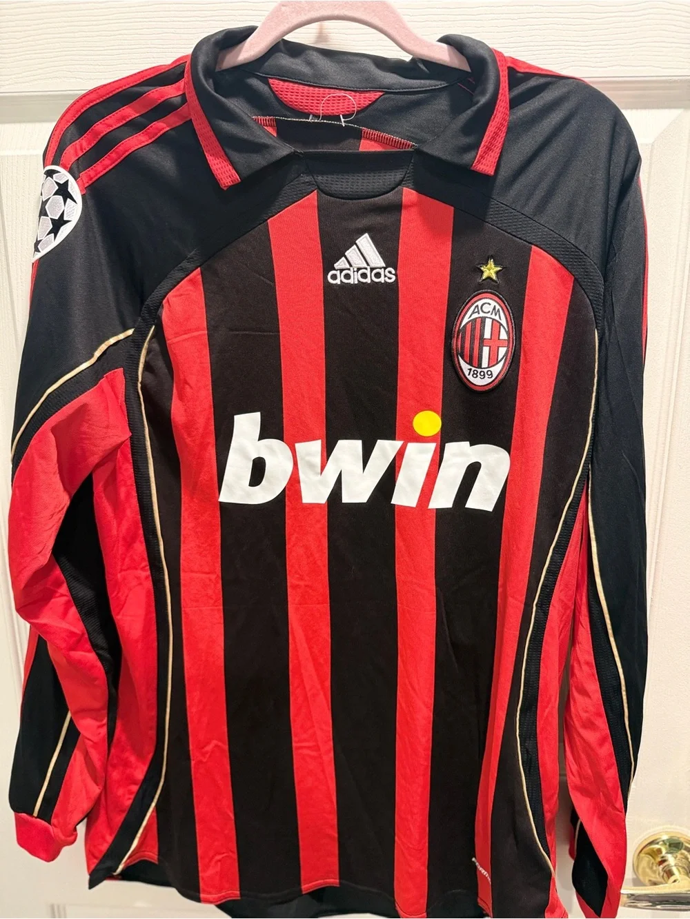 Vintage Adidas AC Milan 2006 2007 UCL Home Jersey Long Sleeve XL